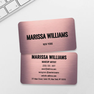 Blush Rose Brushed Metal Modern Business Card