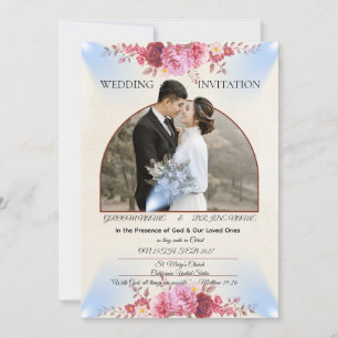 Blush Rose Church Wedding Card