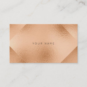 Blush Rose Copper Metallic Geometry Peach Business Card
