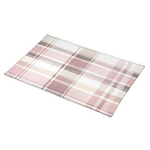 Blush Rose Cream Brown Stripes Birthday Cloth Placemat