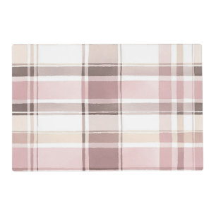 Blush Rose Cream Brown Stripes Birthday Placemat