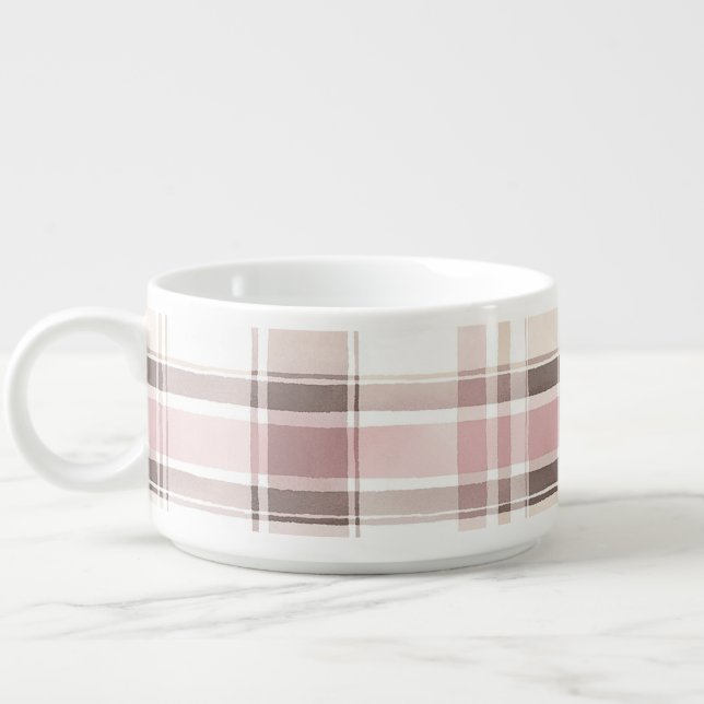 Blush Rose Cream Brown Stripes Christmas Bowl (Right)