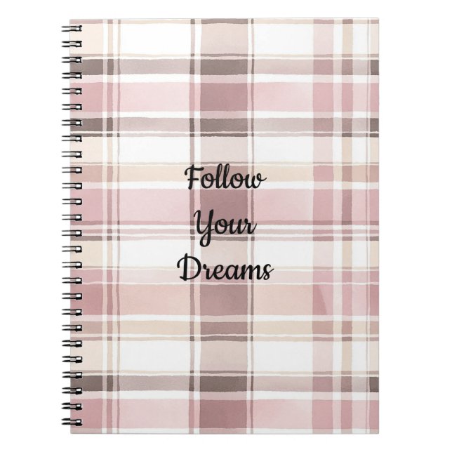 Blush Rose Cream Brown Stripes Notebook (Front)