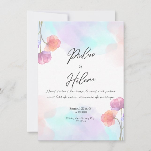 Blush Rose Elegance Wedding Invitation (Front)