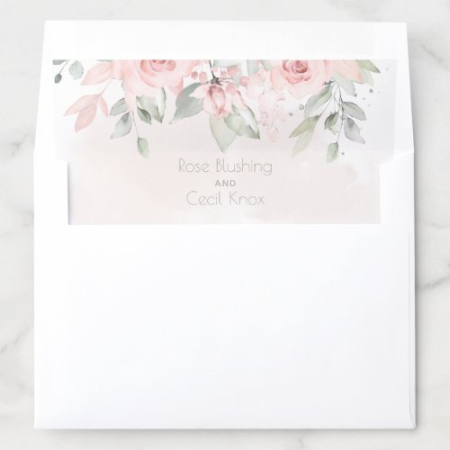 Blush Rose Eucalyptus Greenery Wedding Envelope Liner