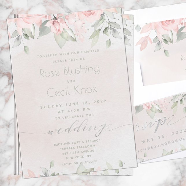 Blush Rose Eucalyptus Greenery Wedding Invitation (Creator Uploaded)