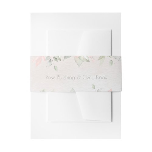 Blush Rose Eucalyptus Greenery Wedding Invitation Belly Band