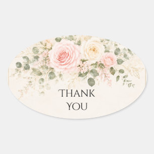 Blush Rose Eucalyptus Wedding Thank You Sticker