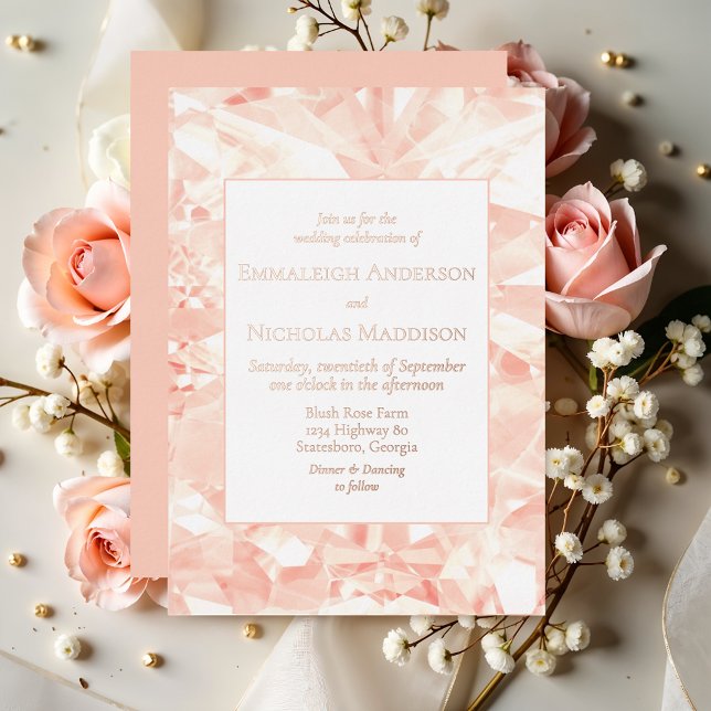 Blush Rose Faux Gemstone Wedding Foil Invitation (Creator Uploaded)