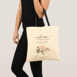 Blush Rose Floral Destination Wedding Welcome Tote Bag<br><div class="desc">Elegant and sweet watercolor blush rose with modern calligraphy and classic typography for destination wedding tote bag.</div>