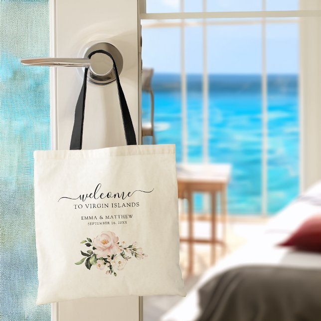 Blush Rose Floral Destination Wedding Welcome Tote Bag (Blush Rose Floral Destination Wedding Welcome Tote Bag)