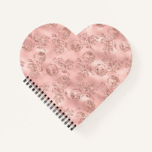 Blush Rose Floral Glitter, Heart Shaped Notebook