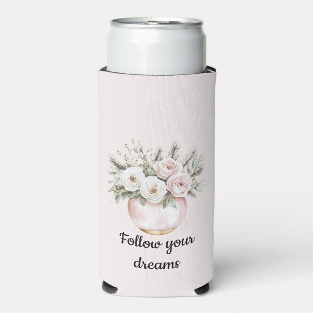 Blush Rose Floral Seltzer Can Cooler (Seltzer Front)