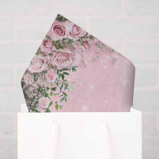 Blush Rose Floral Tissue Paper (Gift Bag)