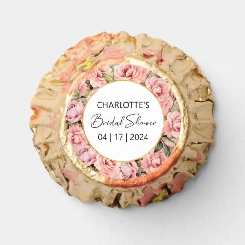 Blush Rose Floral Watercolor Bridal Shower Reeses Peanut Butter Cups