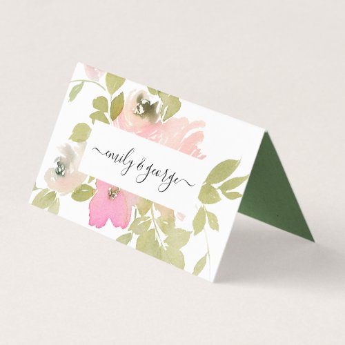 BLUSH ROSE FLORAL WATERCOLOR WEDDING PLACE CARDS
