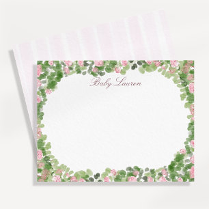 Blush Rose Garden Baby Shower Note Card