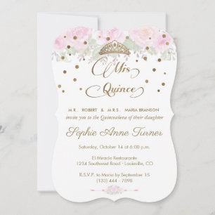 Blush Rose Garden Mis Quince Script Quinceañera Invitation
