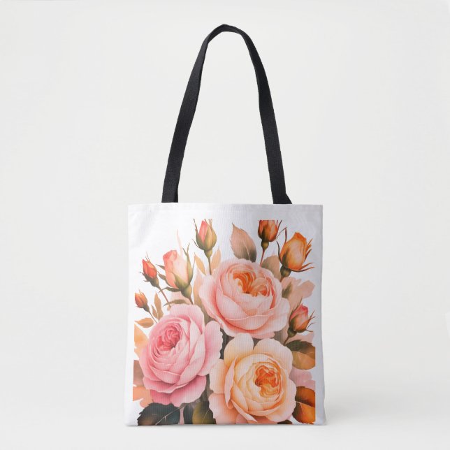 Blush Rose Garden Tote Bag (Front)