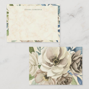 Blush Rose Garden Watercolor Floral Flat Note Card