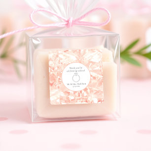 Blush Rose Gemstone Illusion Wedding Square Sticker