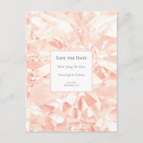 Blush Rose Gemstone Save the Date Postcard