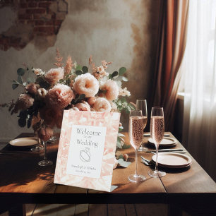 Blush Rose Gemstone Wedding Pedestal Sign