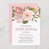 Blush & Rose Gold 100th Birthday Party Invite (Front/Back)