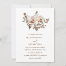 Blush  Rose Gold 3D Flowers Simple