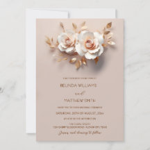 Blush  Rose Gold 3D Flowers Simple