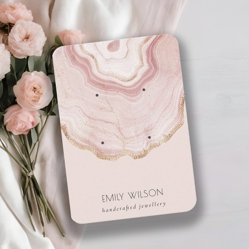 Blush Rose Gold Agate Marble 2 Earring Display Business Card