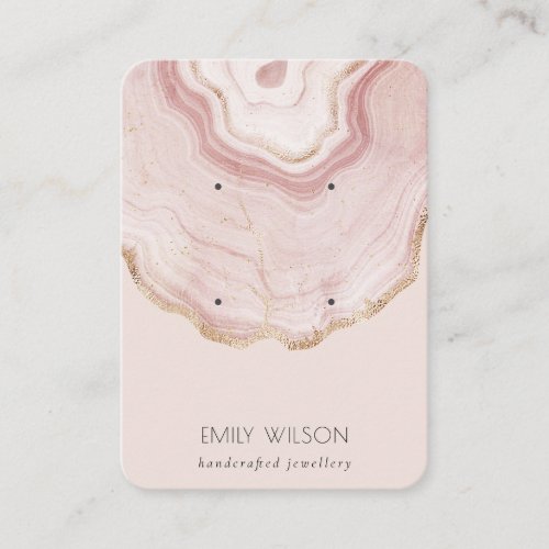 Blush Rose Gold Agate Marble 2 Earring Display Business Card