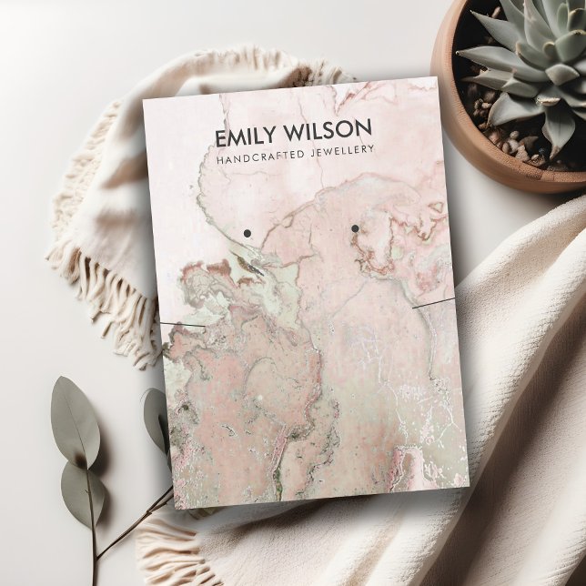 BLUSH ROSE GOLD AGATE MARBLE NECKLACE STUD DISPLAY BUSINESS CARD (Creator Uploaded)