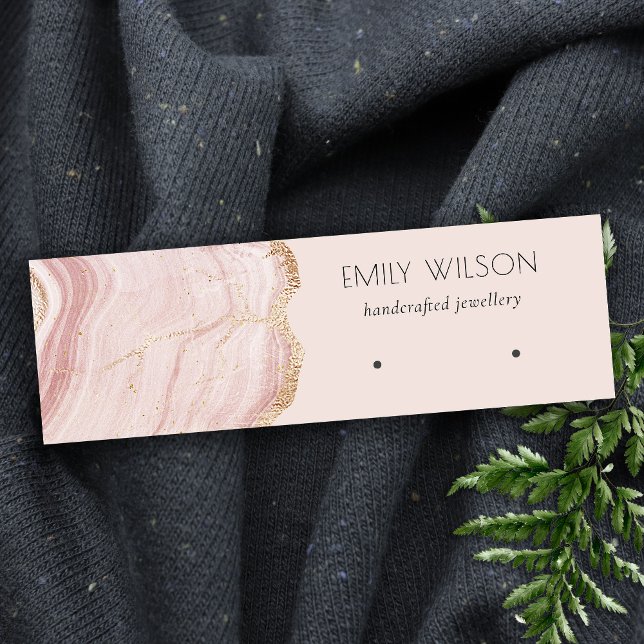 Blush Rose Gold Agate Marble Stud Earring Display Mini Business Card (Creator Uploaded)