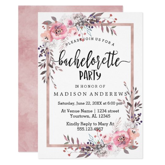 blush rose gold bachelorette party invitation zazzle com