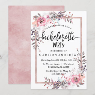 Blush & Rose Gold Bachelorette Party Invitation