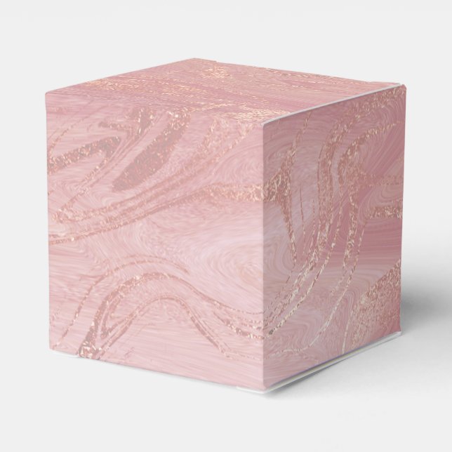 Blush  Rose Gold Blush Pink Marble Favor Gift Boxes (Back Side)