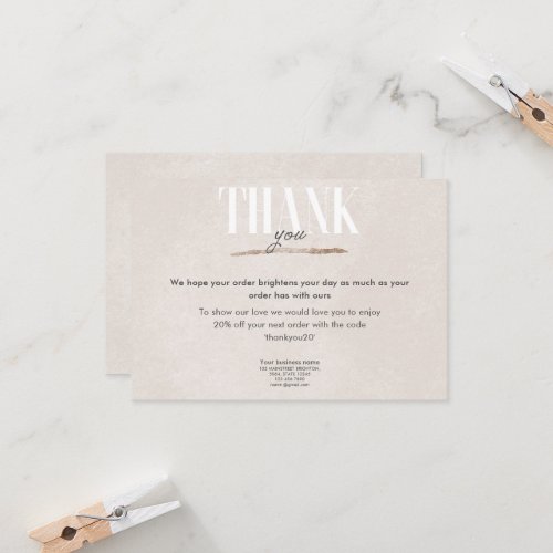 Blush Rose Gold Business Thank You Card