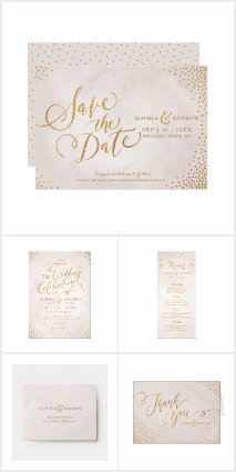Blush rose Gold Calligraphy Wedding Suite