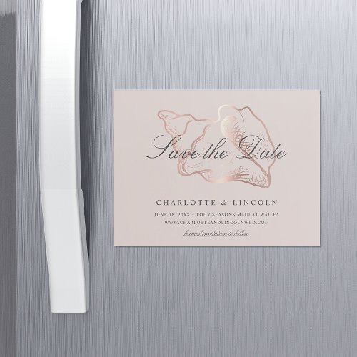 Blush  Rose Gold Conch Wedding Save the Date Magnetic Invitation