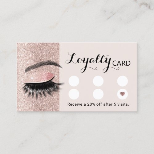 Blush Rose Gold Eyelash Extensions Lash Salon Loyalty Card