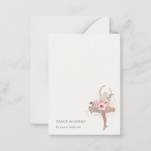 Blush Rose Gold Floral Dancer Dance Academy Logo Note Card