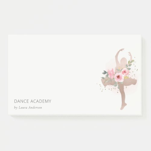 Blush Rose Gold Floral Dancer Dance Academy Logo Post_it Notes