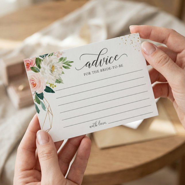 Blush Rose Gold Floral Elegant Words of Advice Card (Creator Uploaded)