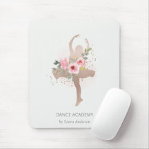 Blush Rose Gold Floral Girl Dancer Dance Academy Mouse Pad