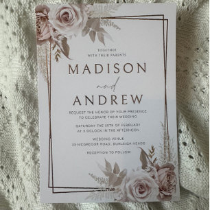 Blush & Rose Gold Foil Elegant Wedding Invitation