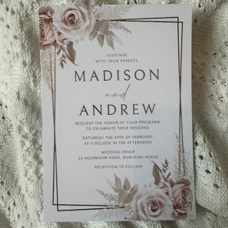 Blush & Rose Gold Foil Elegant Wedding Invitation
