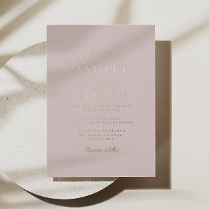 Blush & Rose Gold Foil Modern Wedding Foil Invitation