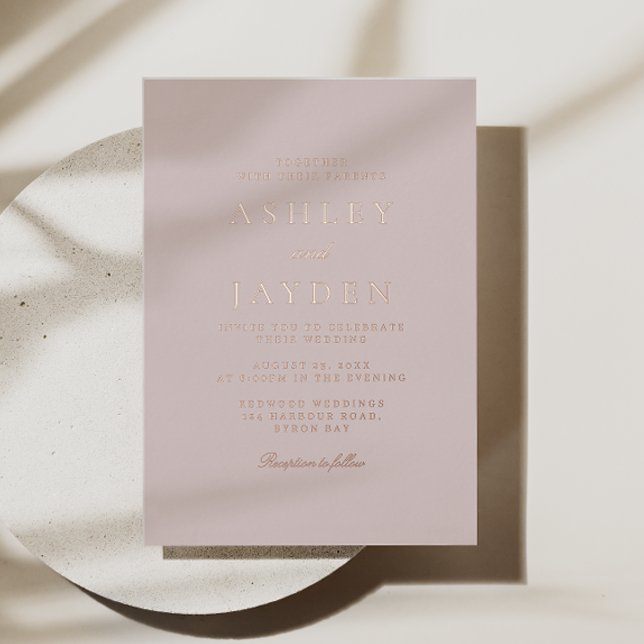 Blush & Rose Gold Foil Modern Wedding Invitation (Creator Uploaded)