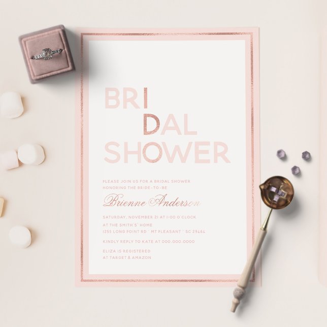 Blush & Rose Gold Foil Pressed I Do Bridal Shower Foil Invitation (Creator Uploaded)